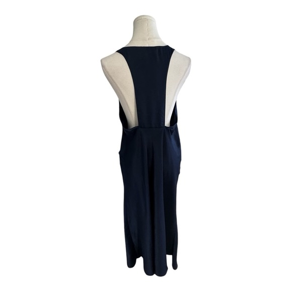 ASOS DESIGN Bias Cut Plunge Satin Midi
Dress Racer Back Navy Blue Size 8 Party - Picture 4 of 10